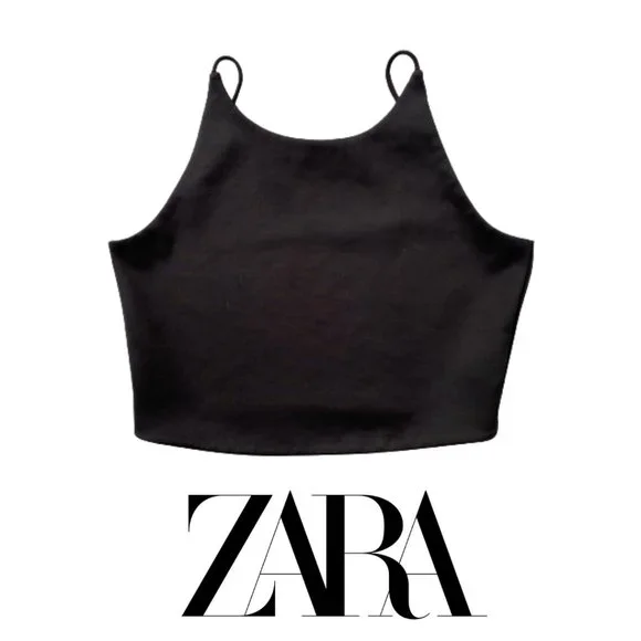 Zara Black Crop Top High Neck Tank - Picture 10 of 10